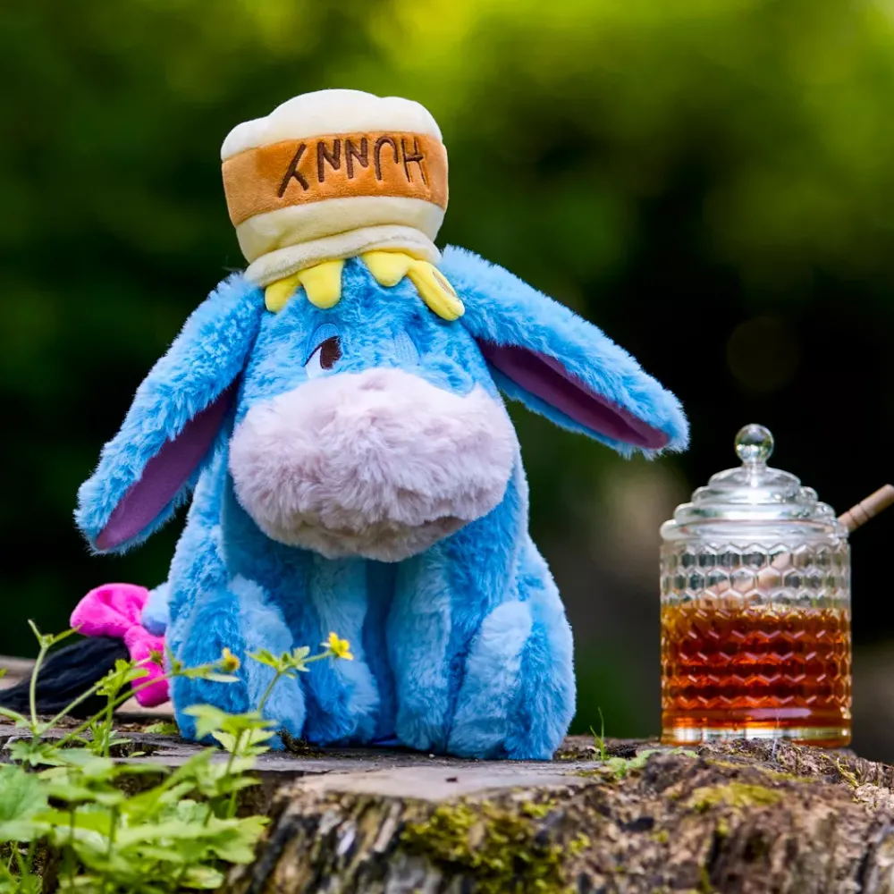 Outlet Disney Store Japon Peluche Bourriquet avec pot de miel sur la tête de taille moyenne, Winnie l'Ourson, 29 cm