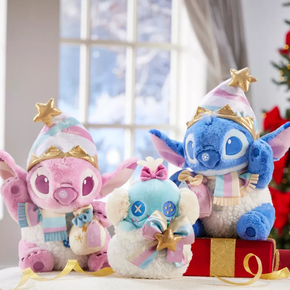 New Disney Store Peluche Stitch avec pochette spéciale fêtes de taille moyenne, Lilo & Stitch