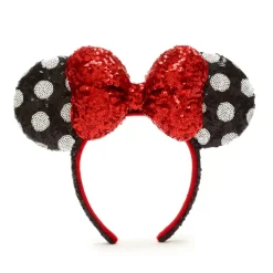 Online Disney Store Walt Disney World Serre-tête à oreilles de Minnie avec sequins rouges, noirs et blancs pour adultes