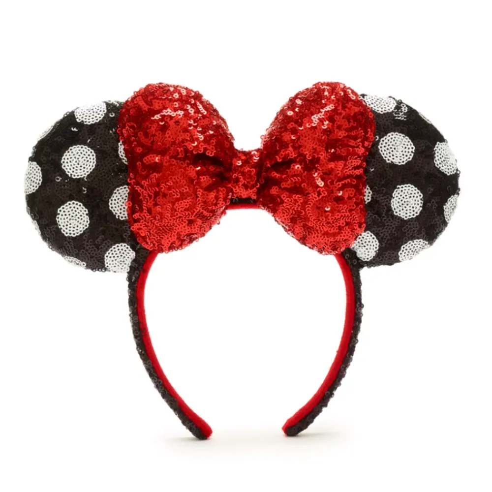 Online Disney Store Walt Disney World Serre-tête à oreilles de Minnie avec sequins rouges, noirs et blancs pour adultes