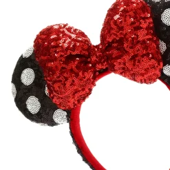 Online Disney Store Walt Disney World Serre-tête à oreilles de Minnie avec sequins rouges, noirs et blancs pour adultes